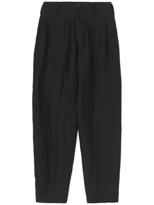 Crease-Effect Tapered Trousers