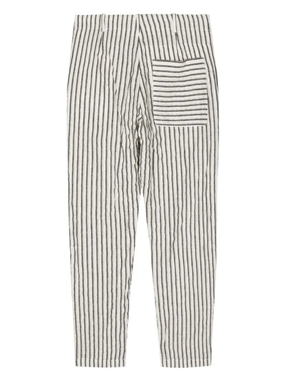 Striped Linen-Blend Tapered Trousers
