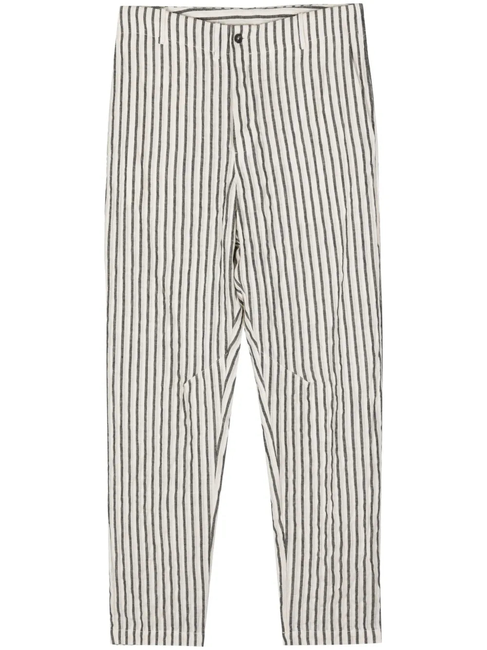 Striped Linen-Blend Tapered Trousers