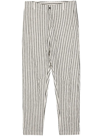 Striped Linen-Blend Tapered Trousers