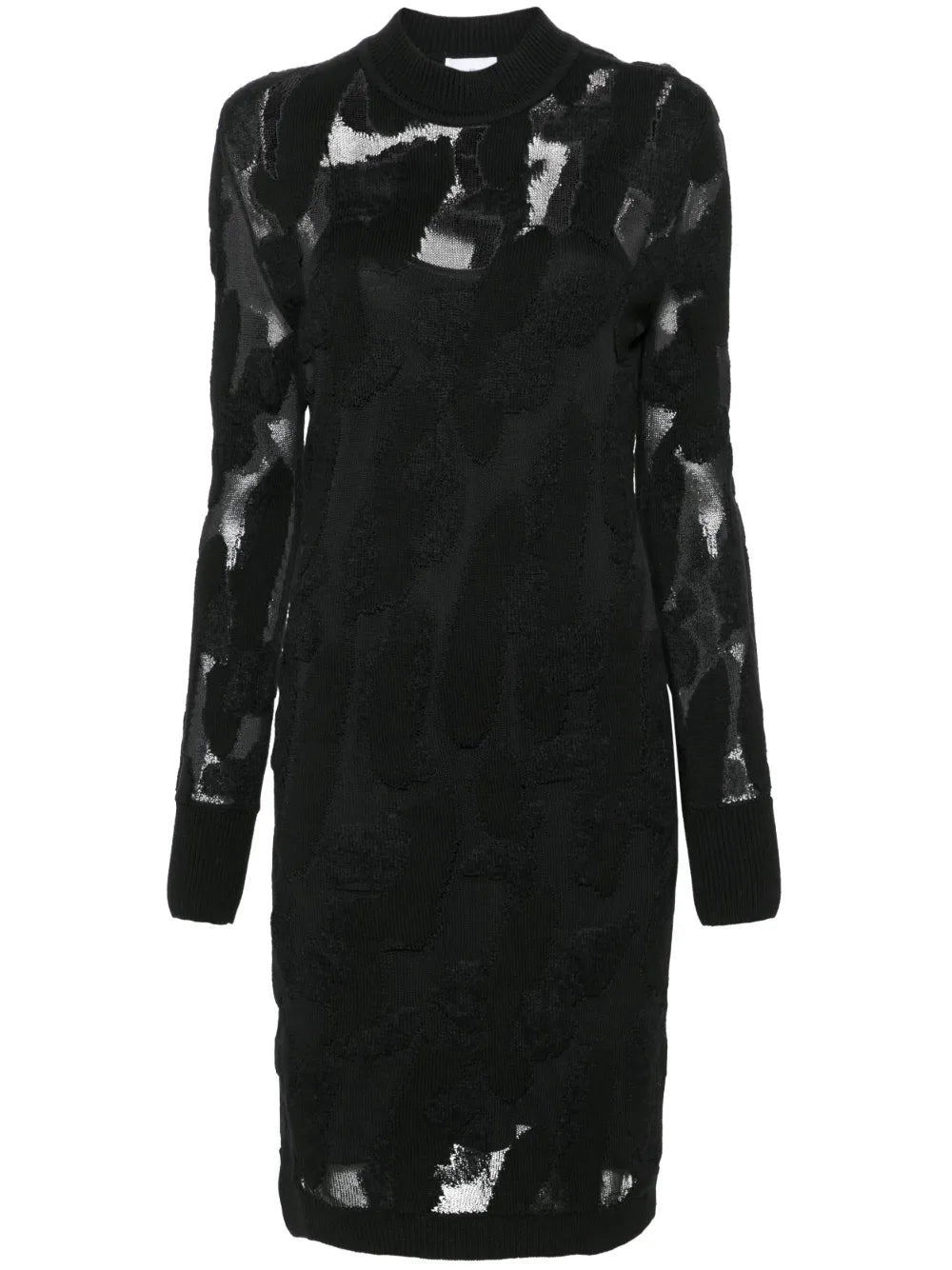 3D-Knit Semi-Sheer Midi Dress