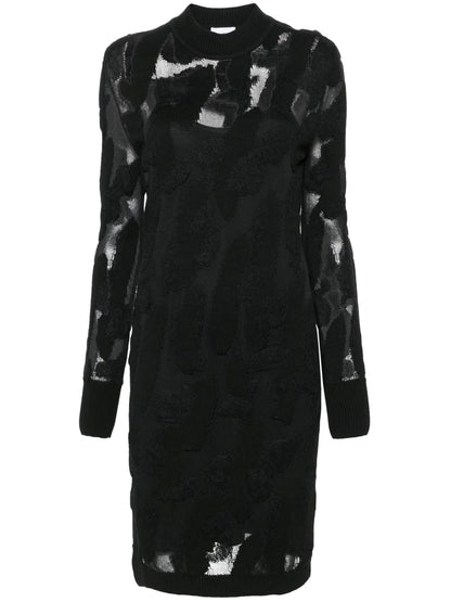 3D-Knit Semi-Sheer Midi Dress