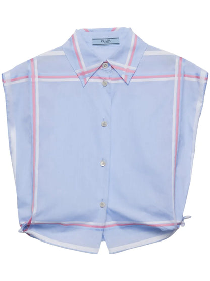 Sleeveless Cropped Poplin Shirt