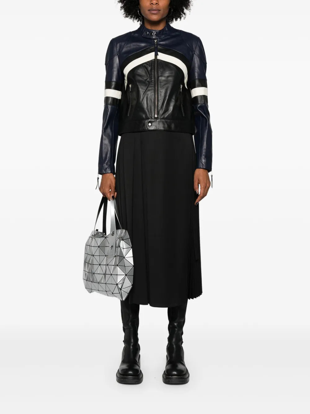 Zip-Up Leather Biker Jacket
