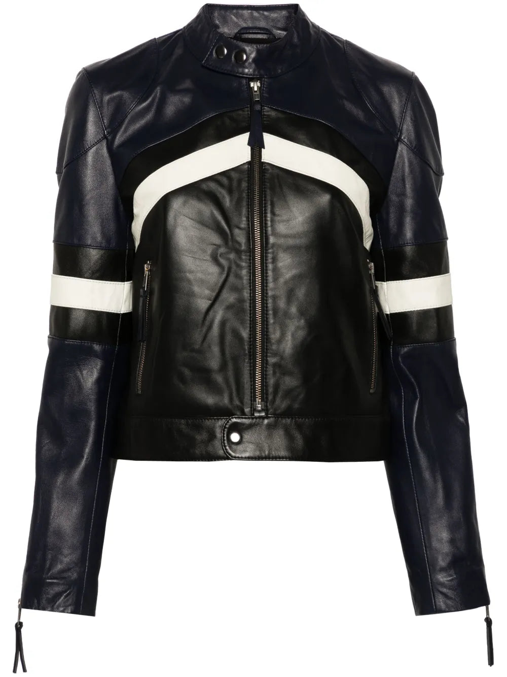 Zip-Up Leather Biker Jacket