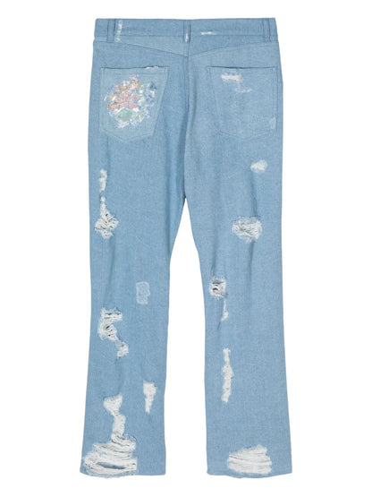 Sequin-Detail Distressed Jeans