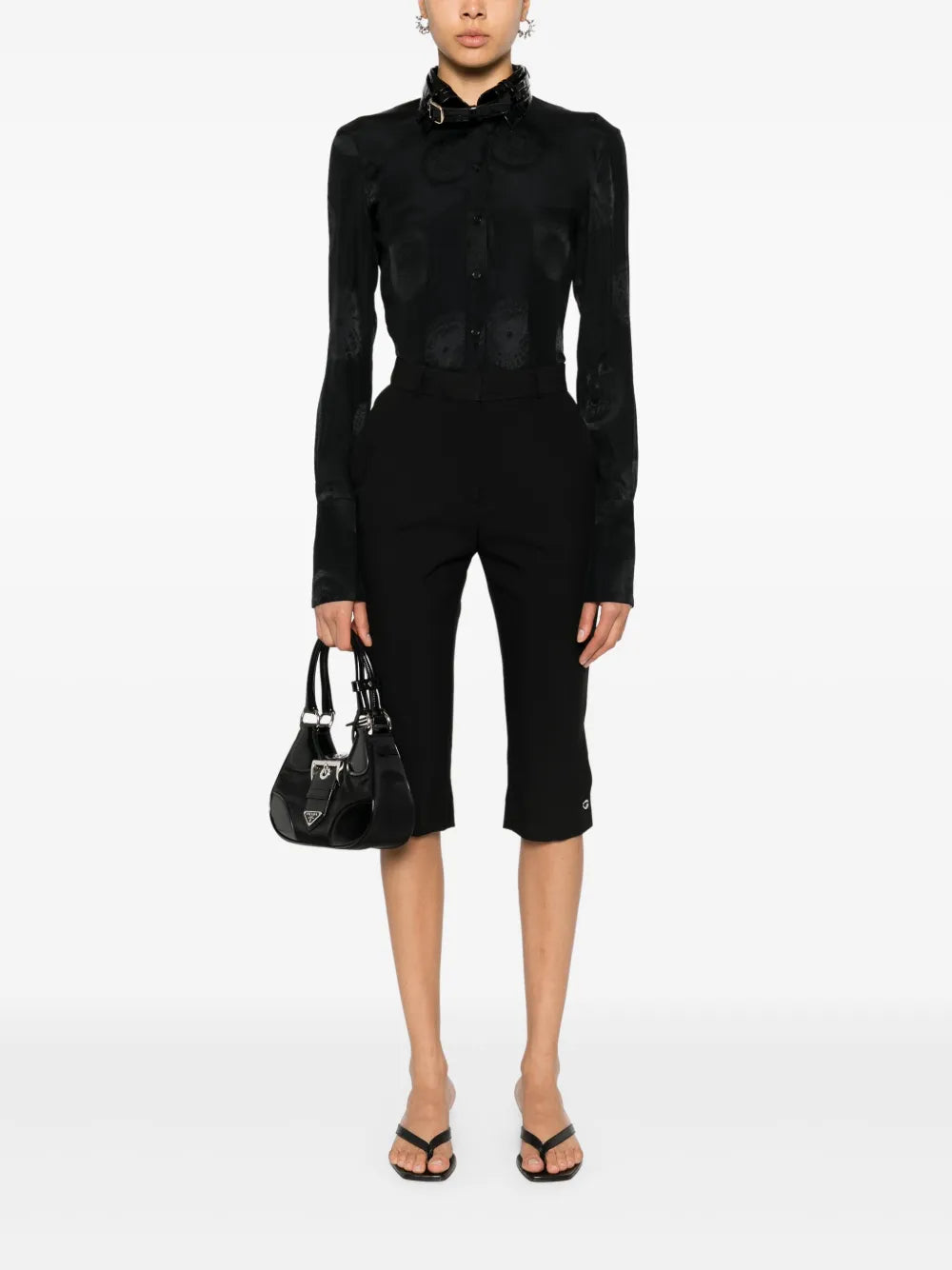 Belted-Collar Shirt