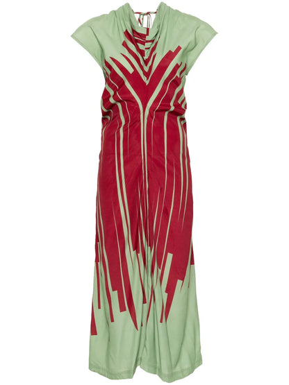 Abstract-Pattern Crepe Dress