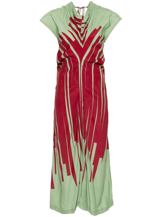 Abstract-Pattern Crepe Dress