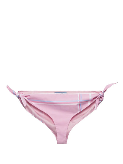 Checked Cotton Bikini Bottom