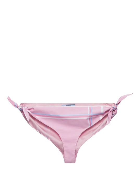 Checked Cotton Bikini Bottom