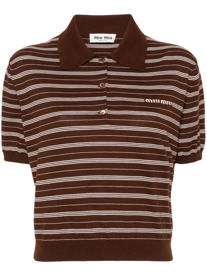 Striped Knitted Polo Top