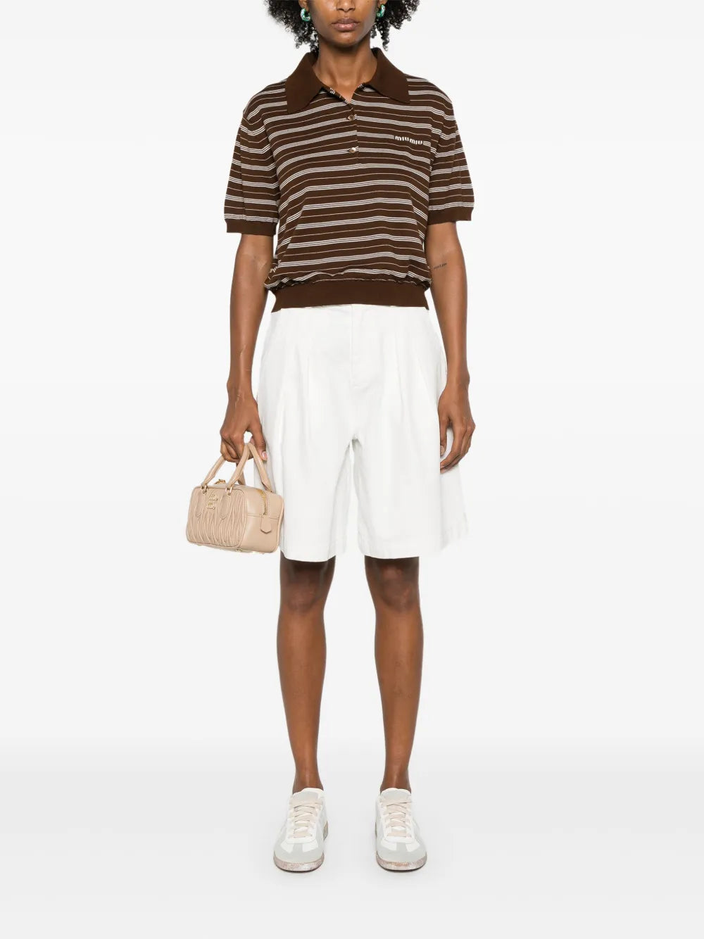 Striped Knitted Polo Top