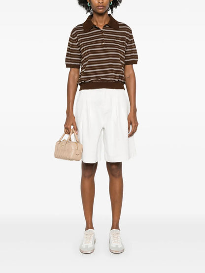 Striped Knitted Polo Top