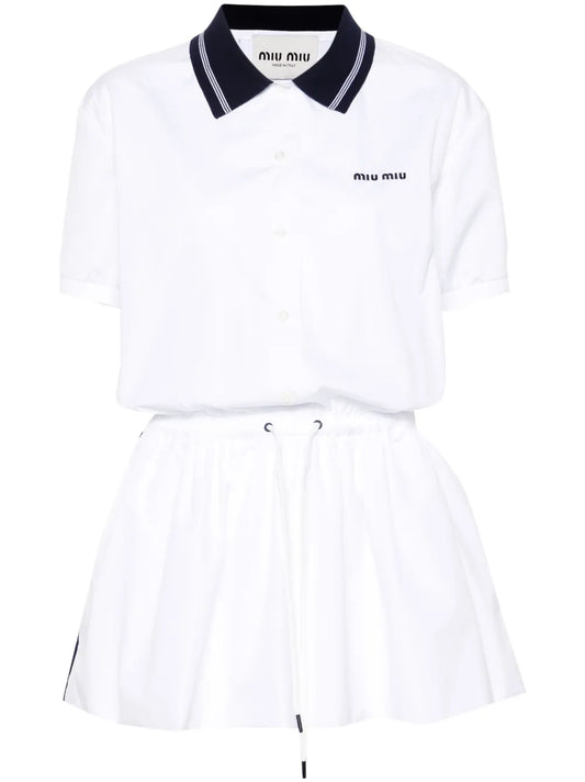 Drawstring-Waist Cotton Polo Dress