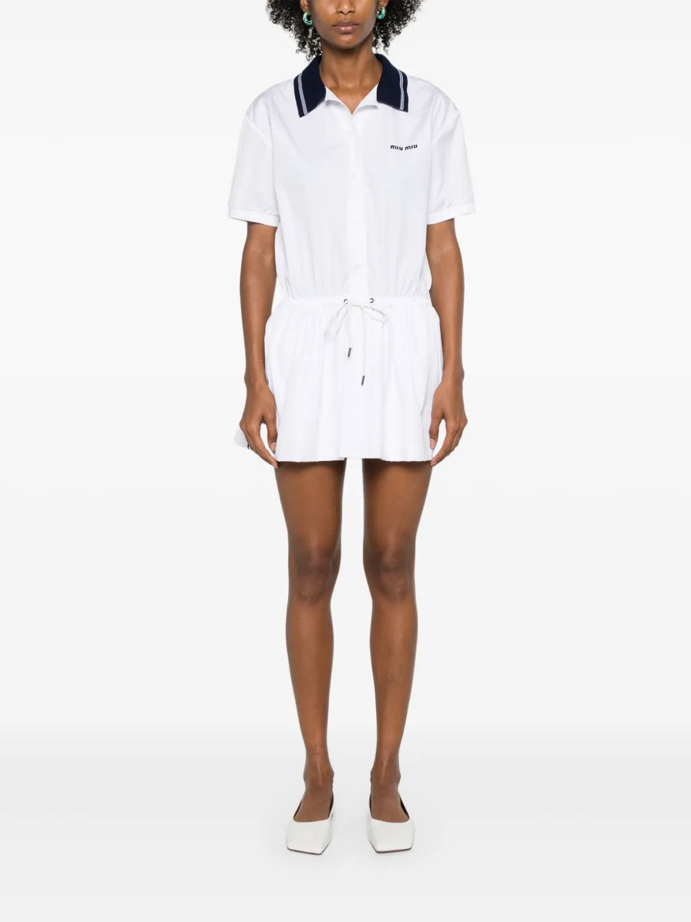 Drawstring-Waist Cotton Polo Dress