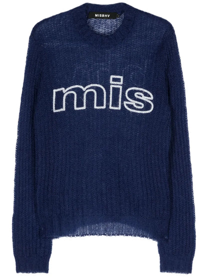 Logo-Print Open-Knit Jumper