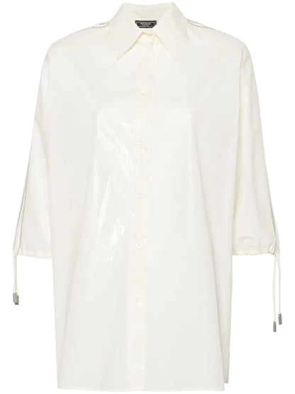 Beaded Trim-Detail Taffeta Shirt