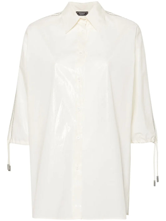 Beaded Trim-Detail Taffeta Shirt