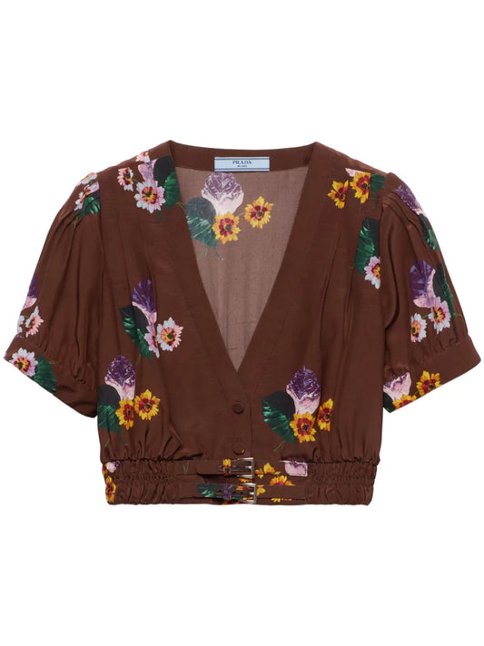 Floral-Print Cropped Top