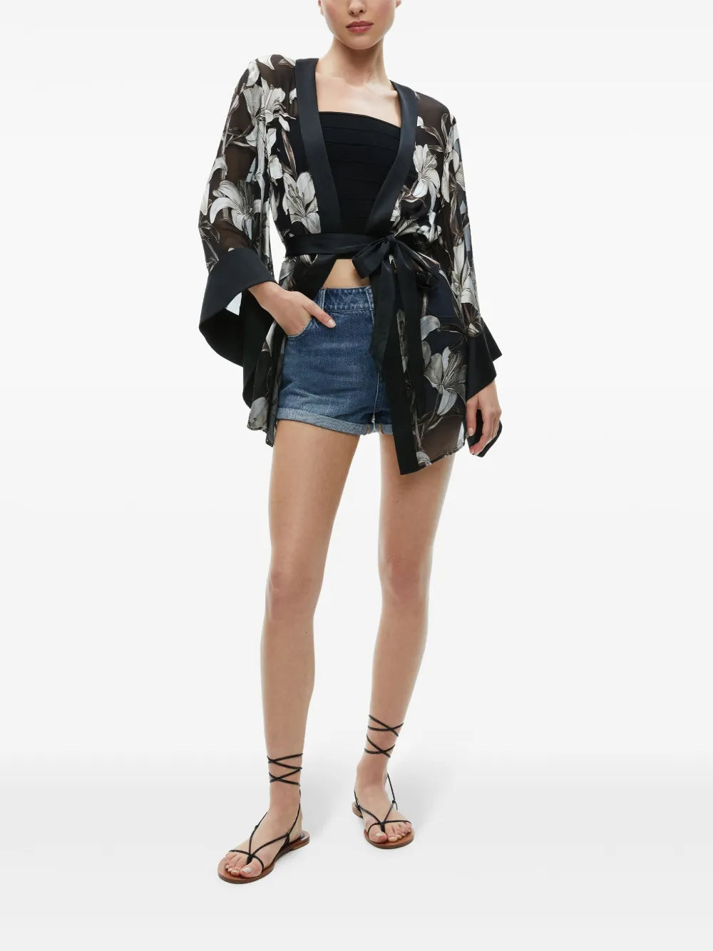Floral-Print Cardi-Coat