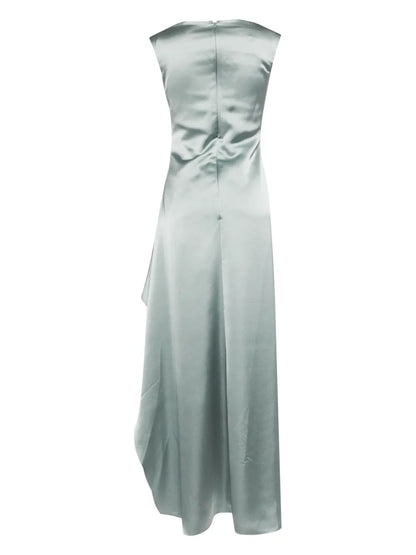 Asymmetric Draped Satin Gown