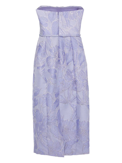 Floral-Jacquard Midi Dress