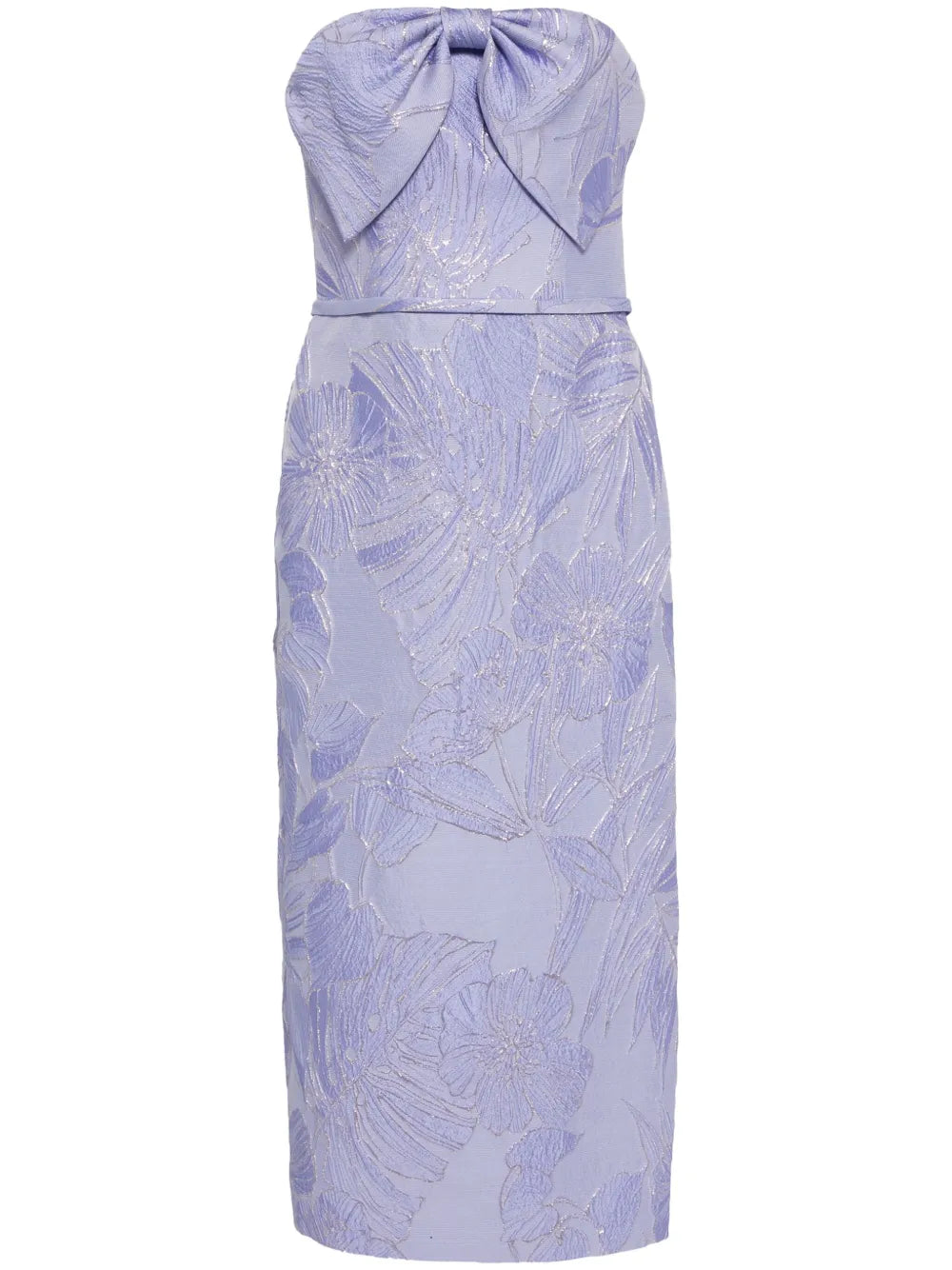 Floral-Jacquard Midi Dress