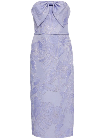 Floral-Jacquard Midi Dress