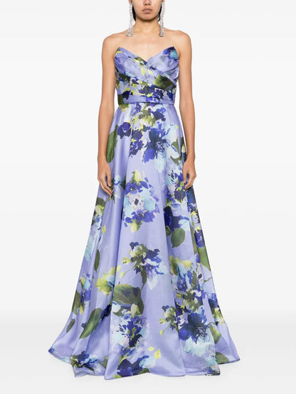 Printed Organza Gown