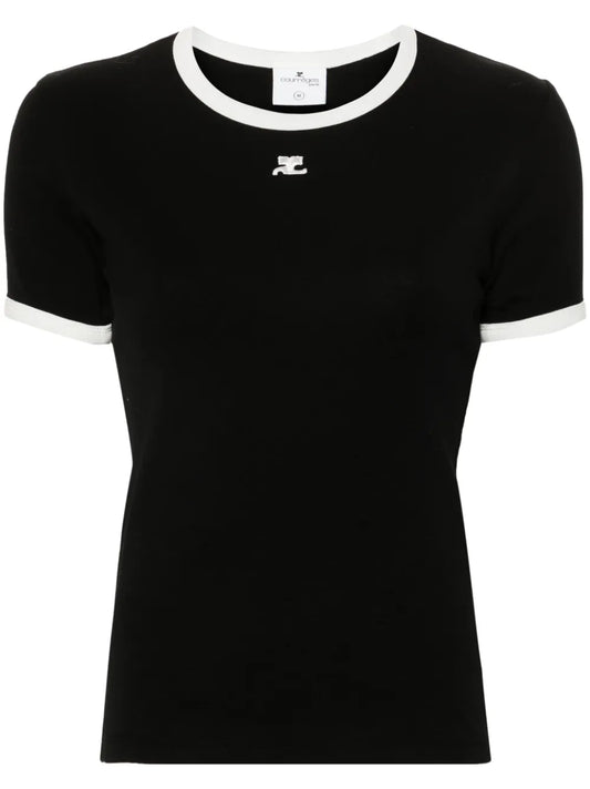 Logo-Patch Contrasting-Trim T-Shirt