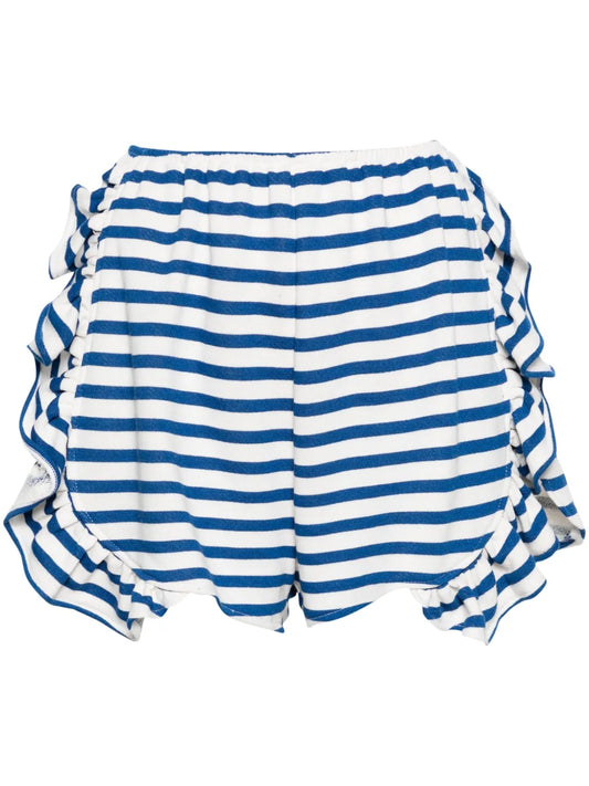 Striped Peony Ruffled Shorts
