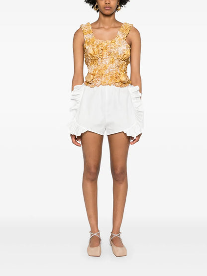Peony Ruffle-Trim Cotton Shorts