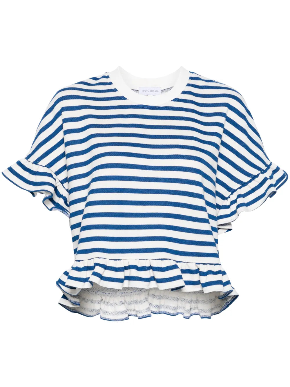 Striped Peony Ruffled Sweatshirt