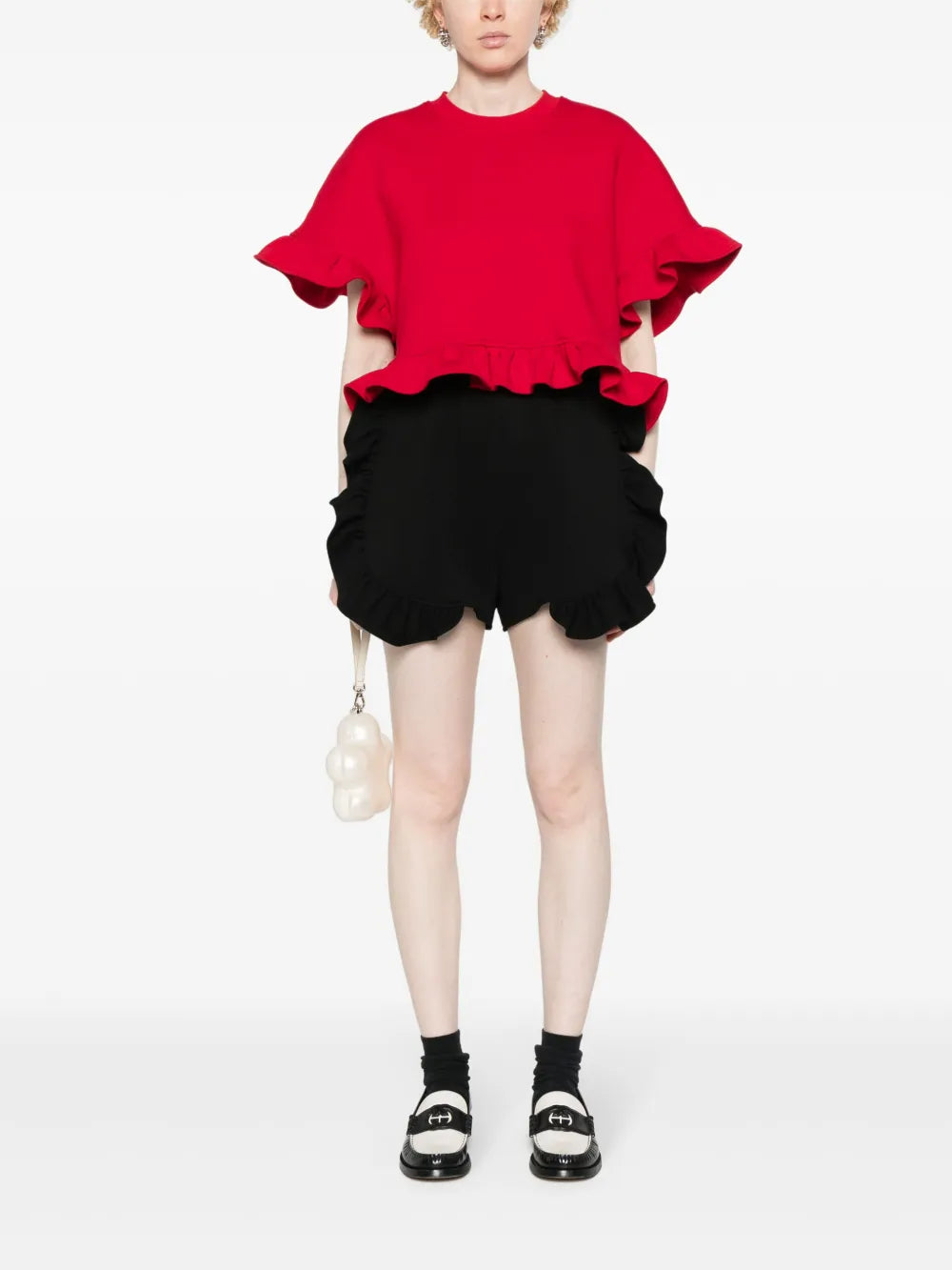 Peony Ruffled Jersey Shorts