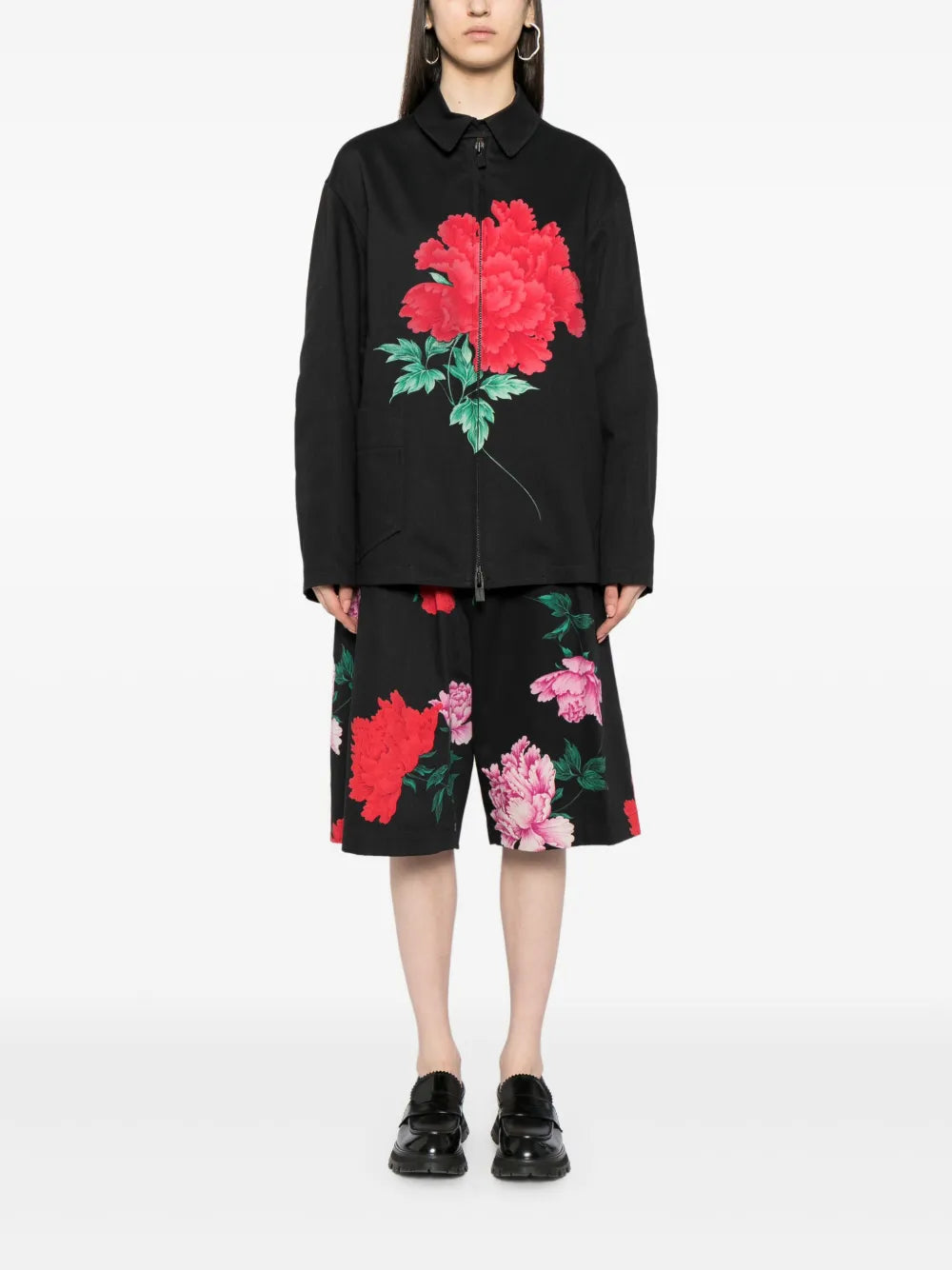 Floral-Print Shirt Jacket