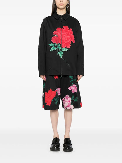 Floral-Print Shirt Jacket