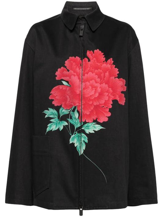 Floral-Print Shirt Jacket