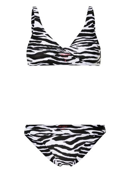 Twist-Detailing Zebra-Print Bikini