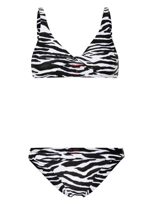 Twist-Detailing Zebra-Print Bikini