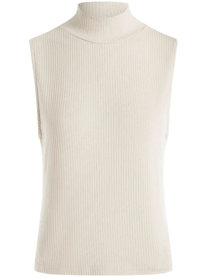 Roll-Neck Ribbed Tank Top