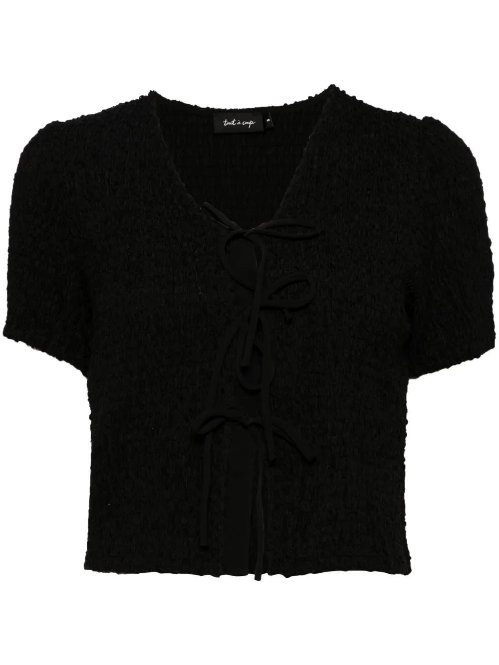 Textured Front-Tie T-Shirt