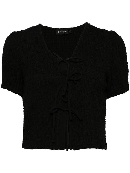 Textured Front-Tie T-Shirt