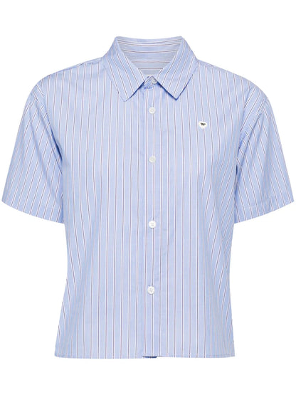 Logo-Embroidered Striped Poplin Shirt