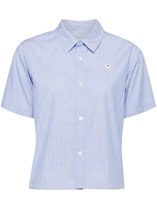 Logo-Embroidered Striped Poplin Shirt