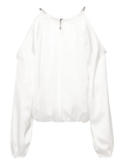 Draped Cold-Shoulder Blouse