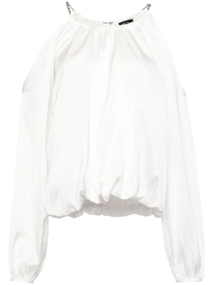 Draped Cold-Shoulder Blouse