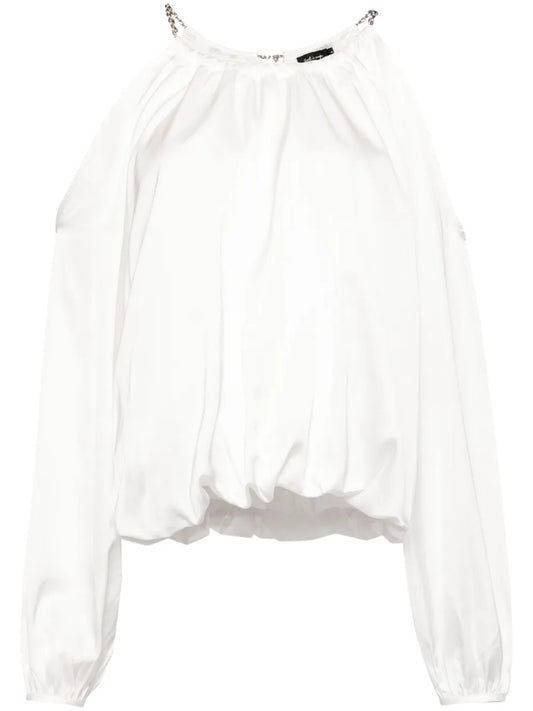 Draped Cold-Shoulder Blouse