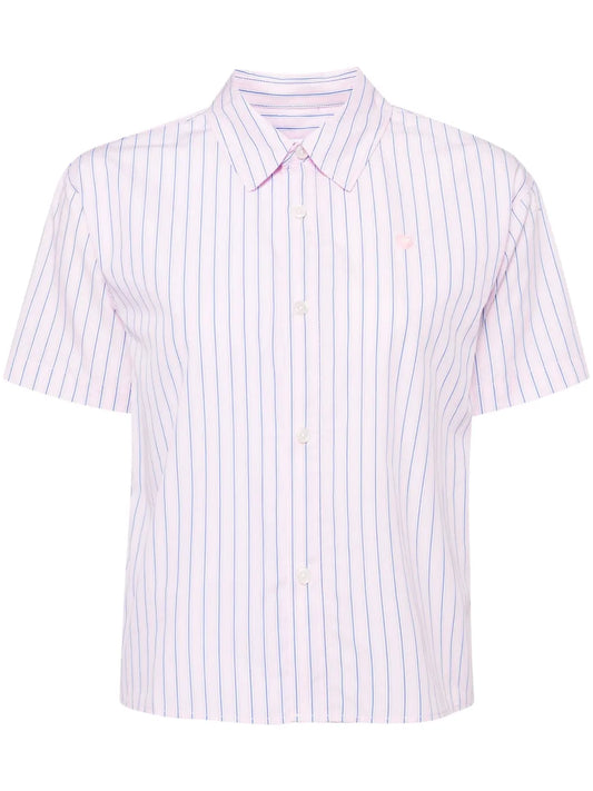Logo-Embroidered Striped Poplin Shirt