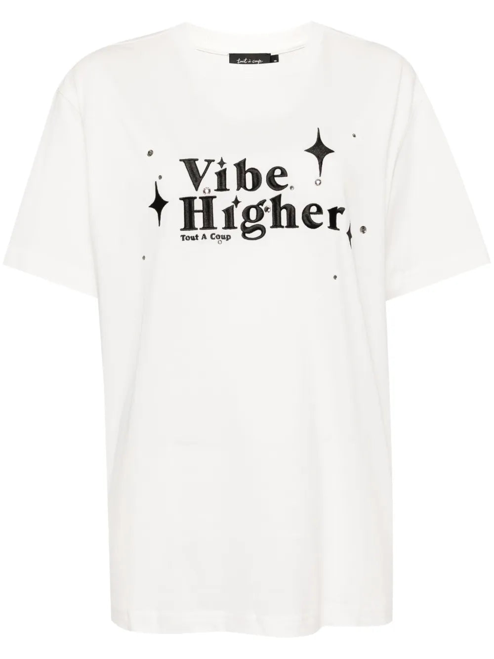 Slogan-Embroidered Cotton T-Shirt
